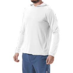 TYR Mens Hooded SunDefense White Long Sleeve Shirt
