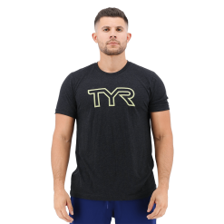 TYR Men's Big Outline Logo Charcoal/Olive T-Shirt
