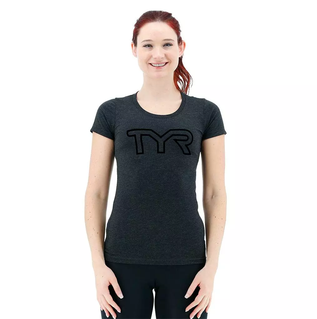 TYR Womens Charcoal/Black Big Outline T-Shirt 3 TYR Womens Charcoal/Black Big Outline T-Shirt