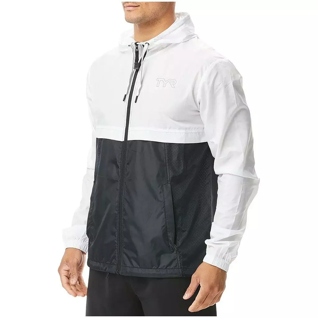 TYR Mens White Elite Windbreaker 3 TYR Mens White Elite Windbreaker