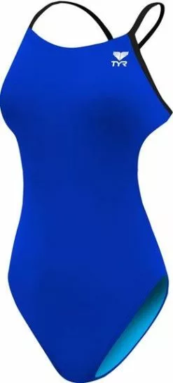 TYR Womens Solid Cutoutfit Swimsuit Royal-Black