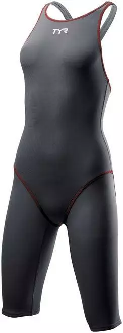 TYR Thresher Grey/Red Open Back Knee Race Suit