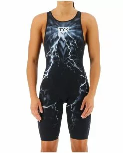 TYR Womens Venzo Phantom Oblivion Black Open Back Race Suit