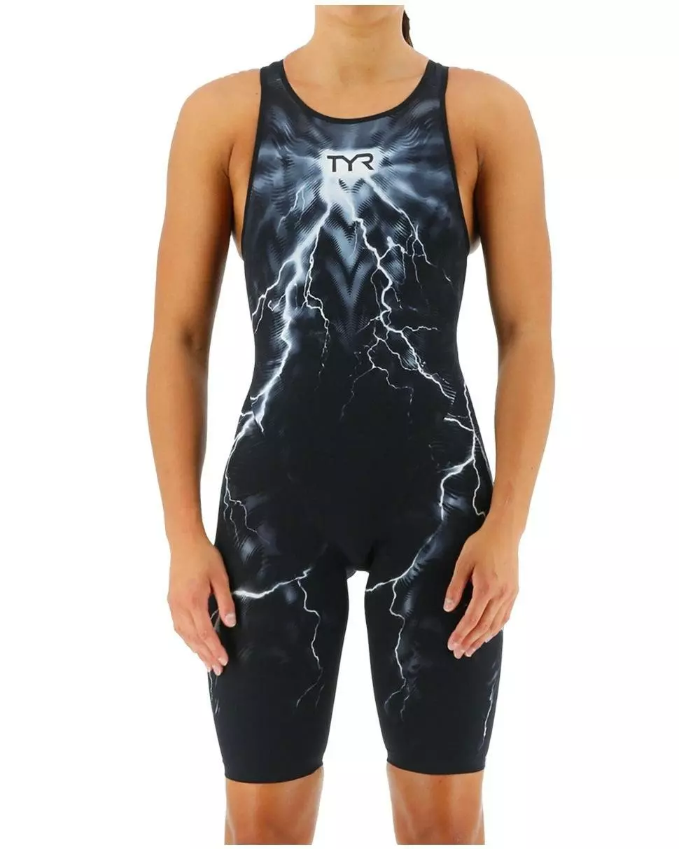 Fashionable TYR Womens Venzo Phantom Oblivion Black Open Back Race Suit